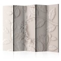 Parawan 5-częściowy - Papierowe kwiaty (kremowy) II [Room Dividers]