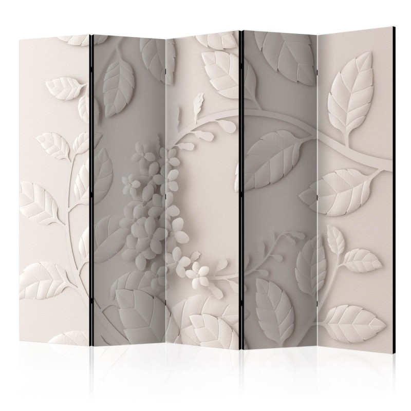 Parawan 5-częściowy - Papierowe kwiaty (kremowy) II [Room Dividers]
