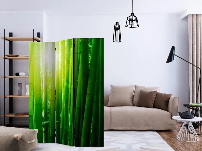 Parawan 3-częściowy - Słońce i bambus [Room Dividers]