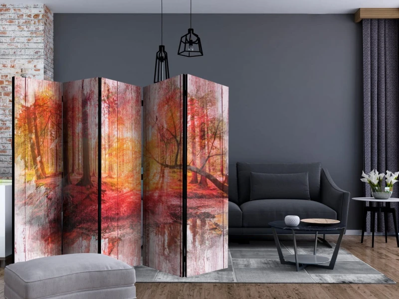 Parawan 5-częściowy - Jesienny las II [Room Dividers]