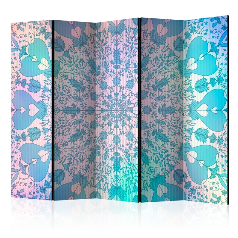 Parawan 5-częściowy - Dziewczęca Mandala (niebieski) II [Room Dividers]