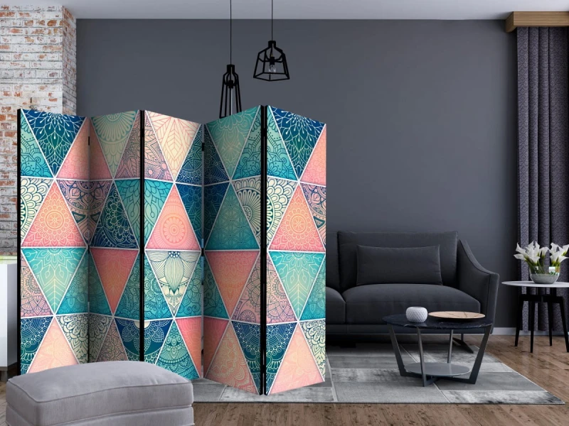 Parawan 5-częściowy - Orientalne trójkąty II [Room Dividers]