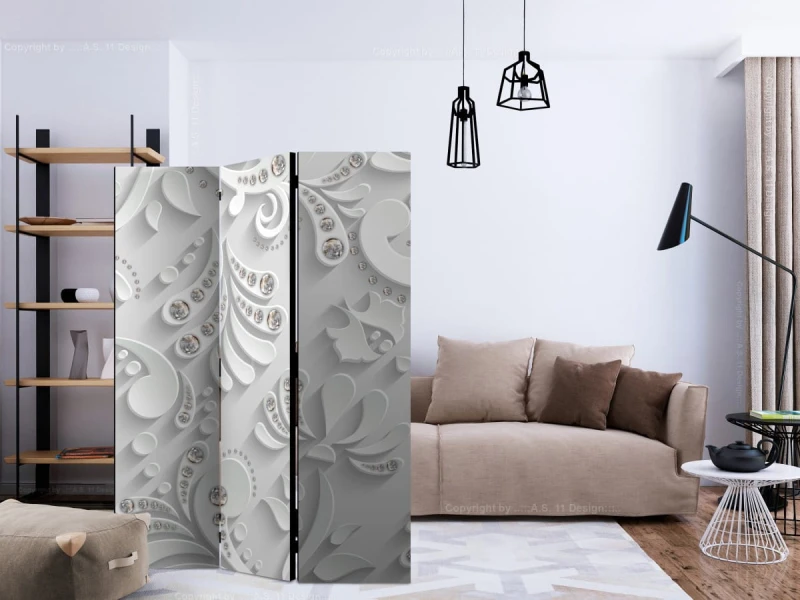 Parawan 3-częściowy - Kwiaty w kryształy [Room Dividers]