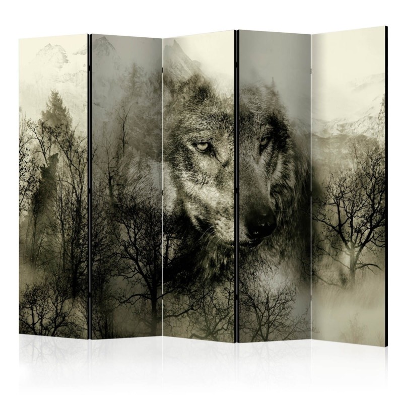 Parawan 5-częściowy - Drapieżnik z gór (beżowy) II [Room Dividers]
