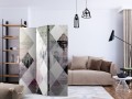 Parawan 3-częściowy - Rombowa szachownica (różowy) [Room Dividers]