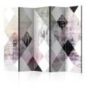 Parawan 5-częściowy - Rombowa szachownica (różowy) II [Room Dividers]