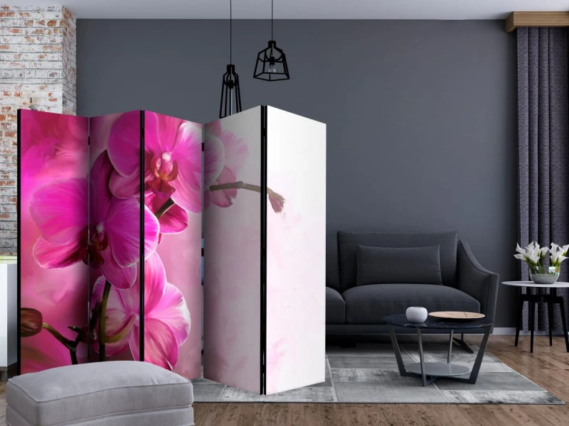 Parawan 5-częściowy - Różowa orchidea II [Room Dividers]