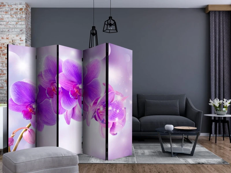 Parawan 5-częściowy - Fioletowe orchidee II [Room Dividers]