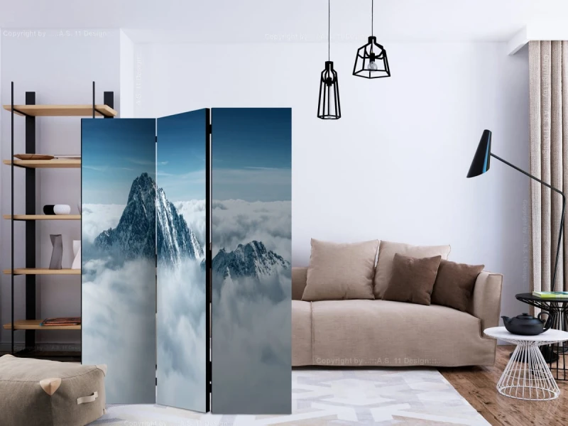 Parawan 3-częściowy - Górski szczyt w chmurach [Room Dividers]