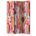 Parawan 3-częściowy - Sztućce - róż i fiolet [Room Dividers]
