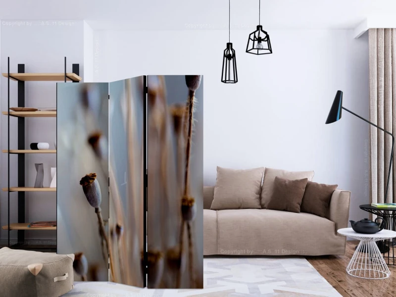 Parawan 3-częściowy - Poppy heads [Room Dividers]