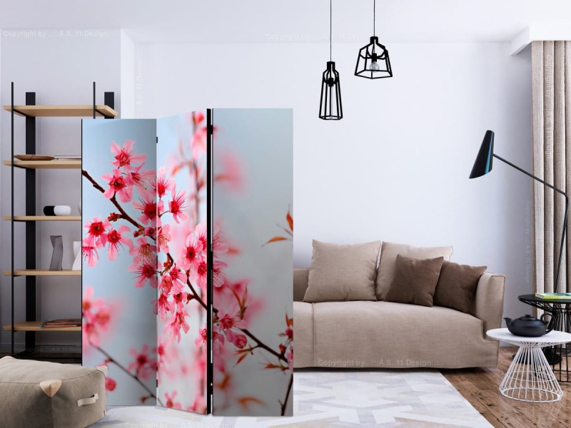 Parawan 3-częściowy - Symbol Japonii - kwiaty wiśni sakura [Room Dividers]