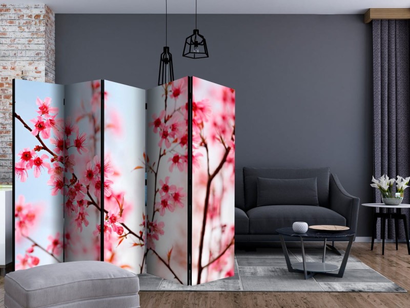 Parawan 5-częściowy - Symbol Japonii - kwiaty wiśni sakura II [Room Dividers]