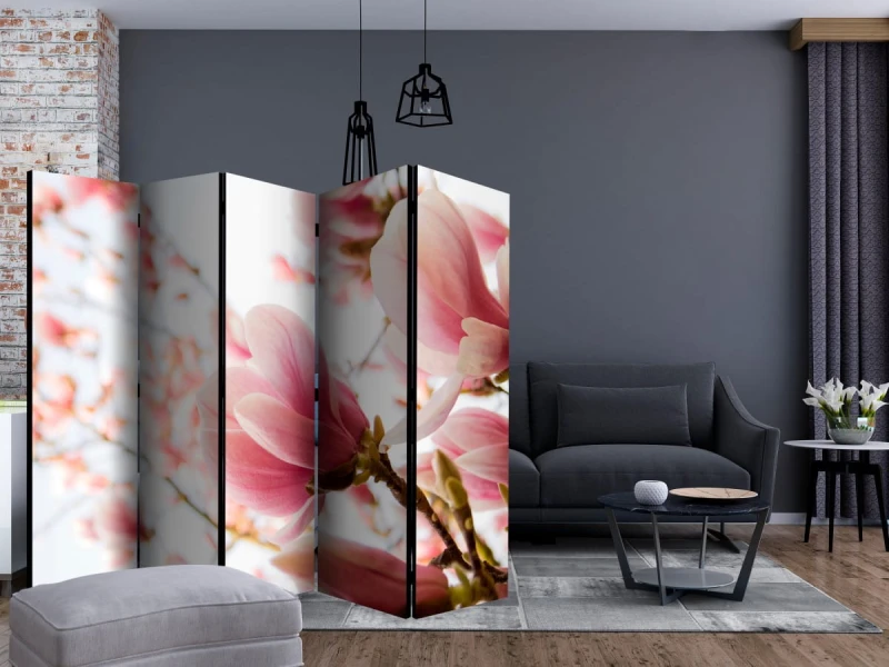 Parawan 5-częściowy - Różowa magnolia II [Room Dividers]