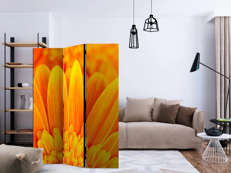 Parawan 3-częściowy - Żółta gerbera [Room Dividers]