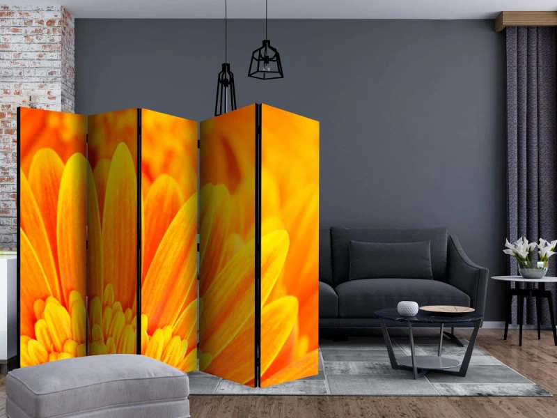 Parawan 5-częściowy - Żółta gerbera II [Room Dividers]