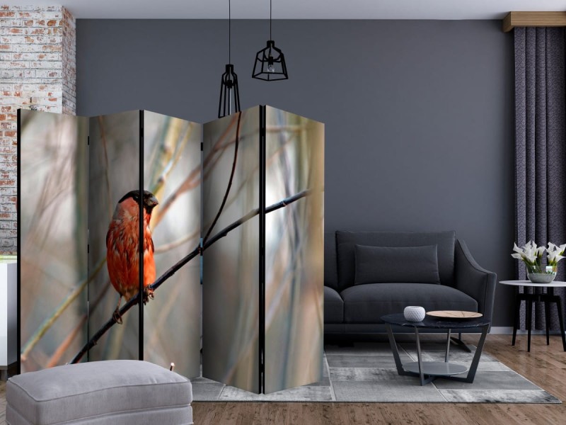 Parawan 5-częściowy - Bullfinch in the forest II [Room Dividers]