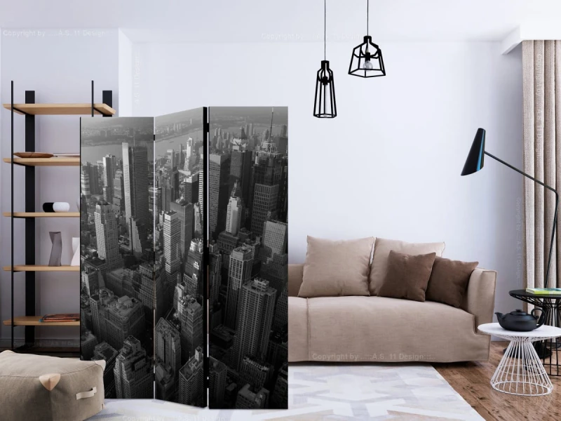 Parawan 3-częściowy - Nowy Jork: wieżowce (widok z lotu ptaka) [Room Dividers]