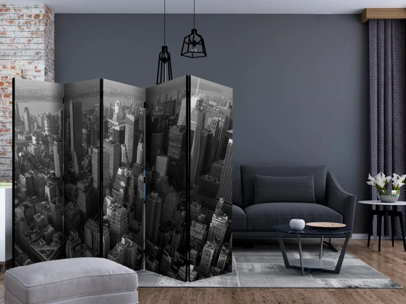 Parawan 5-częściowy - Nowy Jork: wieżowce (widok z lotu ptaka) II [Room Dividers]