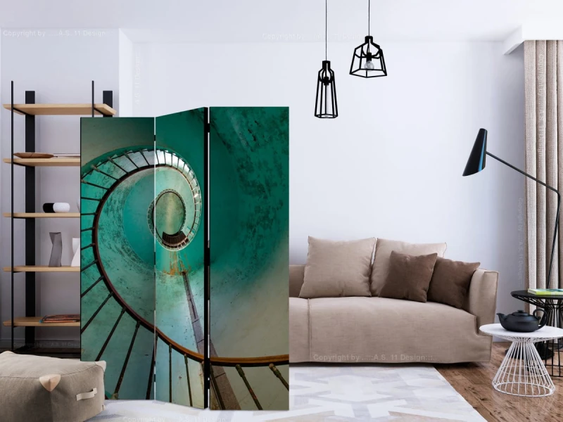 Parawan 3-częściowy - Latarnia morska - schody [Room Dividers]