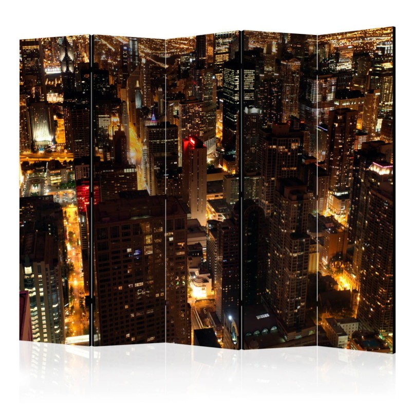 Parawan 5-częściowy - Miasto nocą - Chicago, USA II [Room Dividers]