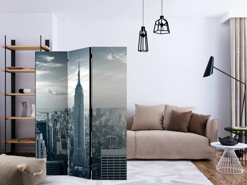 Parawan 3-częściowy - Widok na nowojorski Manhattan o świcie [Room Dividers]