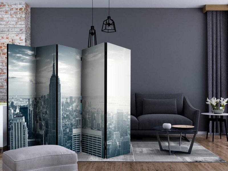 Parawan 5-częściowy - Widok na nowojorski Manhattan o świcie II [Room Dividers]