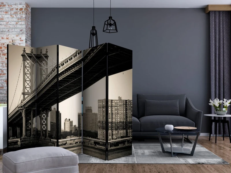 Parawan 5-częściowy - Most Manhattan, Nowy Jork II [Room Dividers]