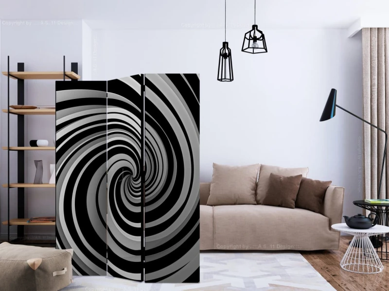 Parawan 3-częściowy - Black and white swirl [Room Dividers]