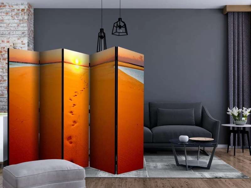 Parawan 5-częściowy - Ślady stóp na piasku II [Room Dividers]