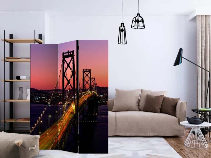 Parawan 3-częściowy - Charming evening in San Francisco [Room Dividers]