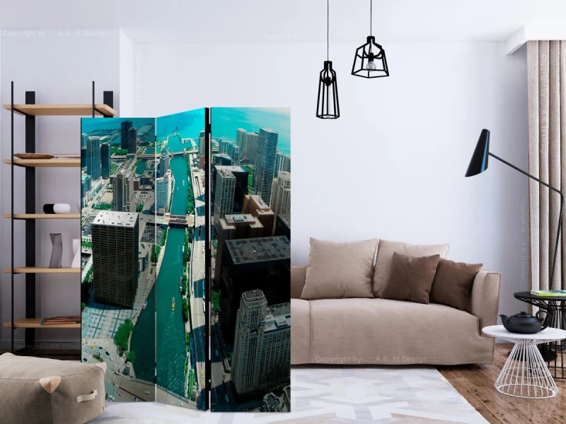 Parawan 3-częściowy - Architektura miejska Chicago [Room Dividers]