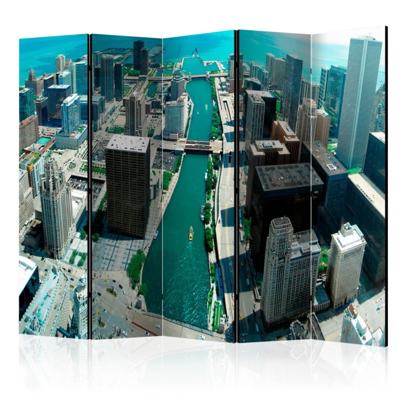Parawan 5-częściowy - Architektura miejska Chicago II [Room Dividers]