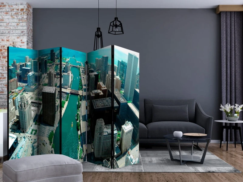 Parawan 5-częściowy - Architektura miejska Chicago II [Room Dividers]