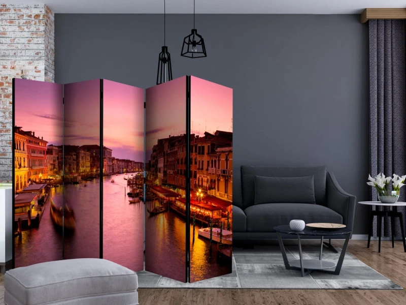Parawan 5-częściowy - Miasto zakochanych - Wenecja nocą II [Room Dividers]