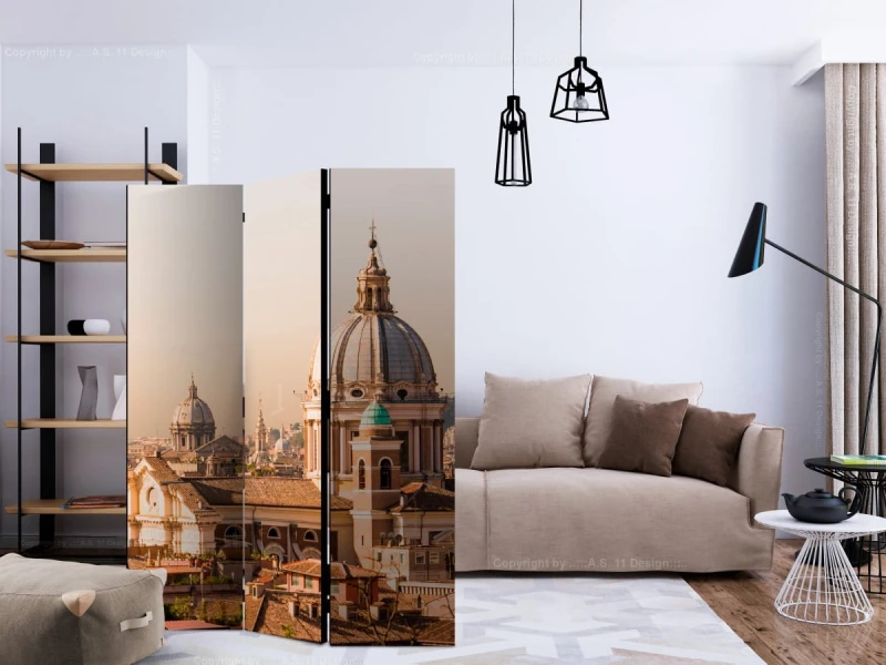Parawan 3-częściowy - Rzym - widok z lotu ptaka [Room Dividers]