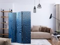 Parawan 3-częściowy - Krople wody na niebieskiej szybie [Room Dividers]