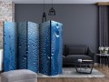 Parawan 5-częściowy - Krople wody na niebieskiej szybie II [Room Dividers]
