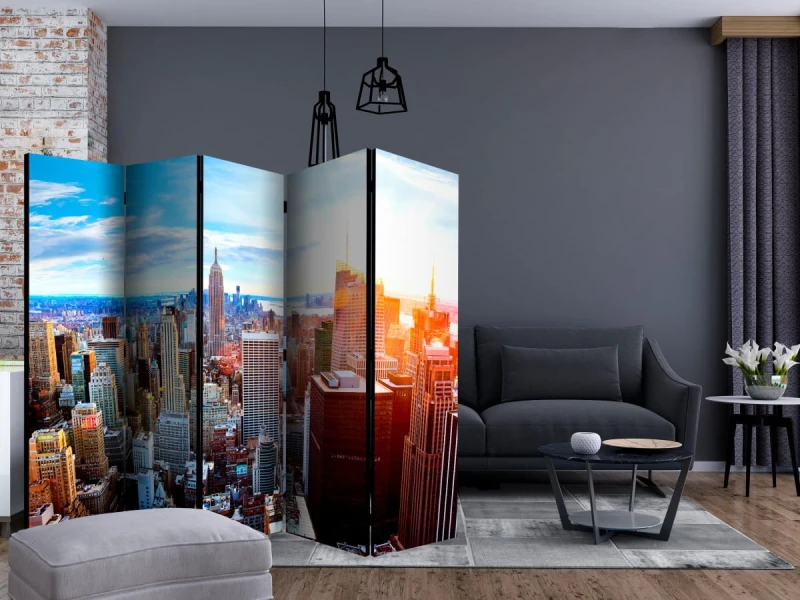 Parawan 5-częściowy - Wschód słońca nad Manhattanem II [Room Dividers]