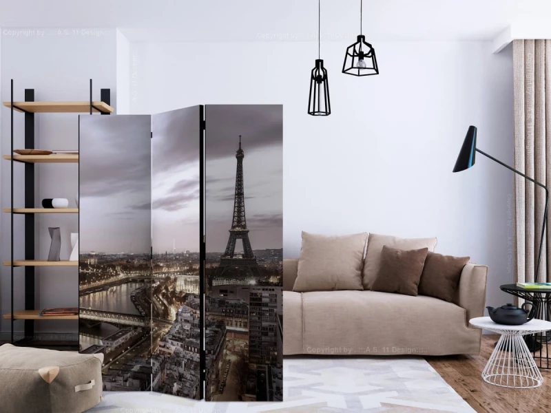 Parawan 3-częściowy - Noc w Paryżu [Room Dividers]