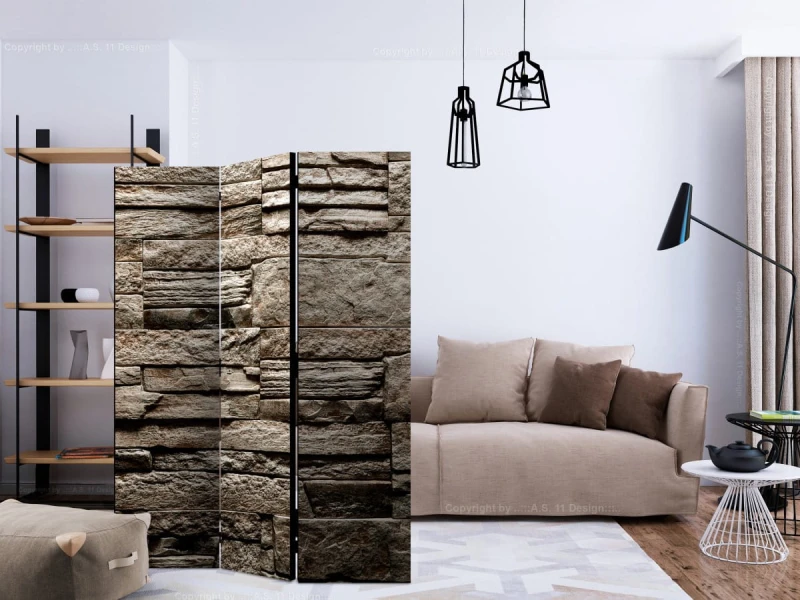 Parawan 3-częściowy - Piękny brązowy kamień [Room Dividers]