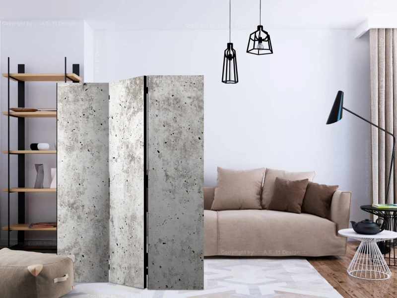 Parawan 3-częściowy - Miejski styl: Beton [Room Dividers]