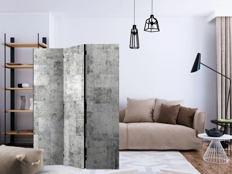 Parawan 3-częściowy - Beton: Szare miasto [Room Dividers]