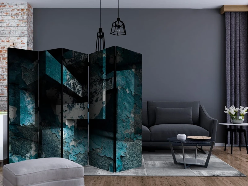 Parawan 5-częściowy - Lazurowa geometria II [Room Dividers]