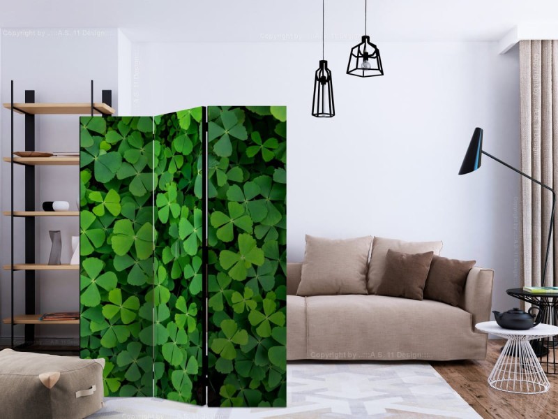 Parawan 3-częściowy - Zielona koniczyna [Room Dividers]