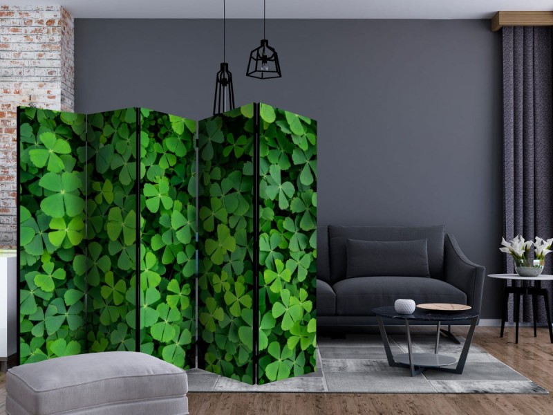 Parawan 5-częściowy - Zielona koniczyna II [Room Dividers]