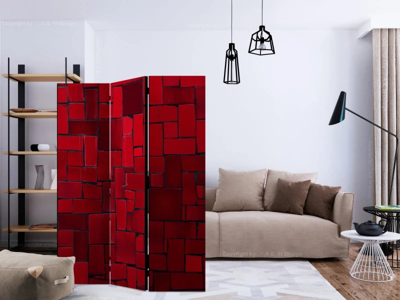 Parawan 3-częściowy - Czerwona imaginacja [Room Dividers]