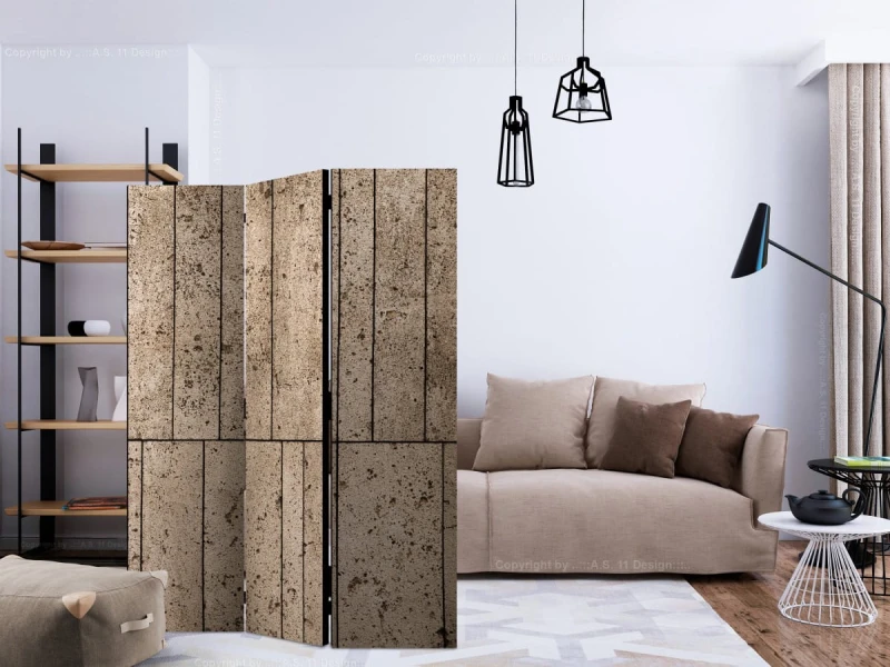 Parawan 3-częściowy - Beżowy mur [Room Dividers]
