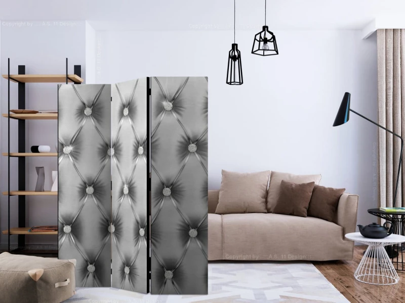 Parawan 3-częściowy - Srebrny luksus [Room Dividers]