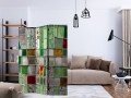 Parawan 3-częściowy - Szmaragdowy witraż [Room Dividers]